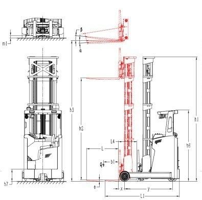 1.6 Ton Seated Operation Electric Reach Forklift Truck with Triplex Full Free Mast